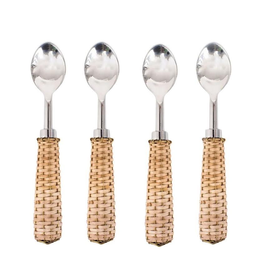 Set of 4 Basketweave Condiment Spoons