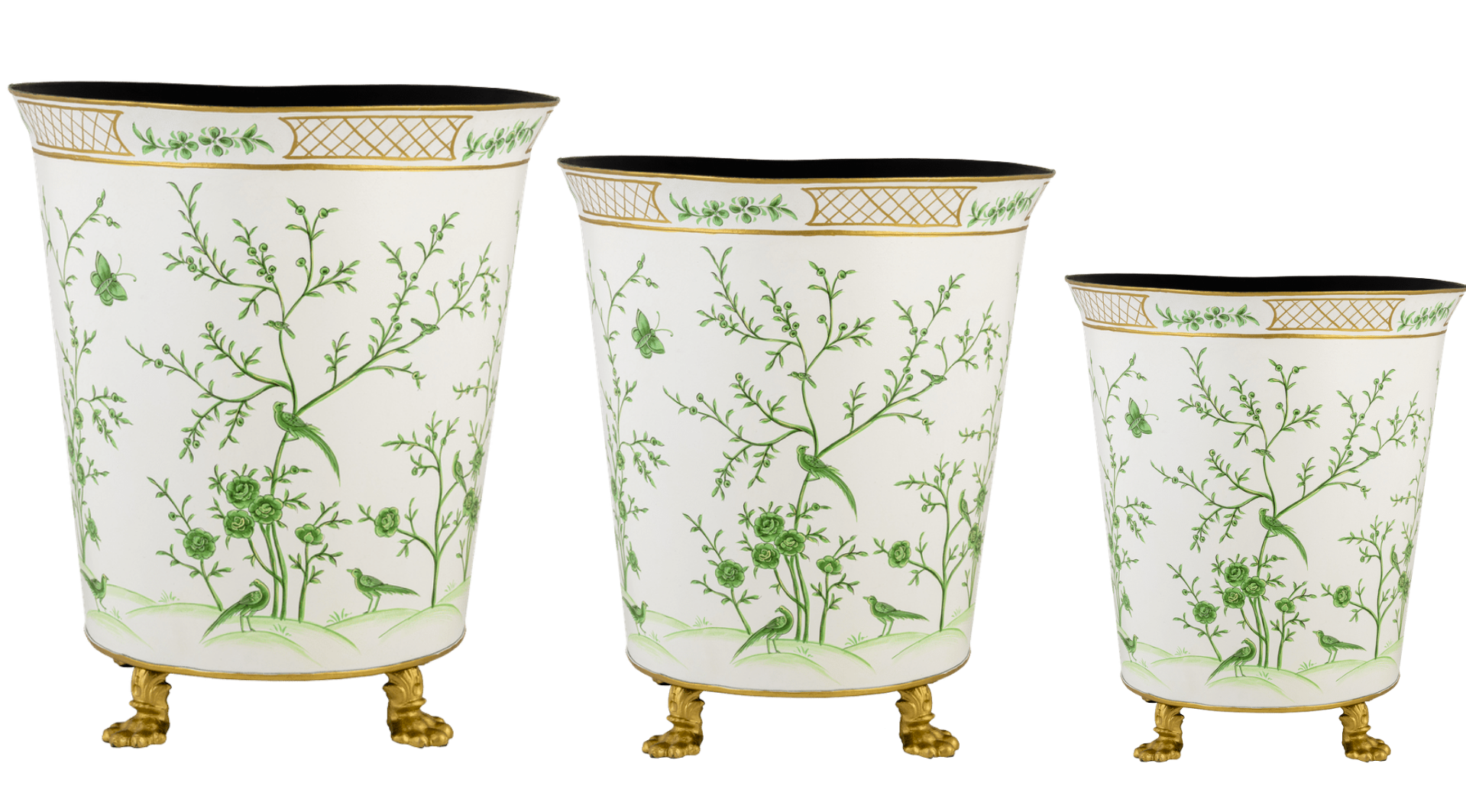 Ivory & Green Chinoiserie Footed Planter