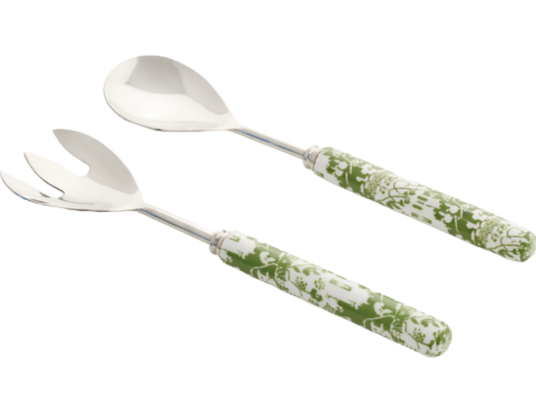 Green PAGODA ENAMELED SALAD SERVERS