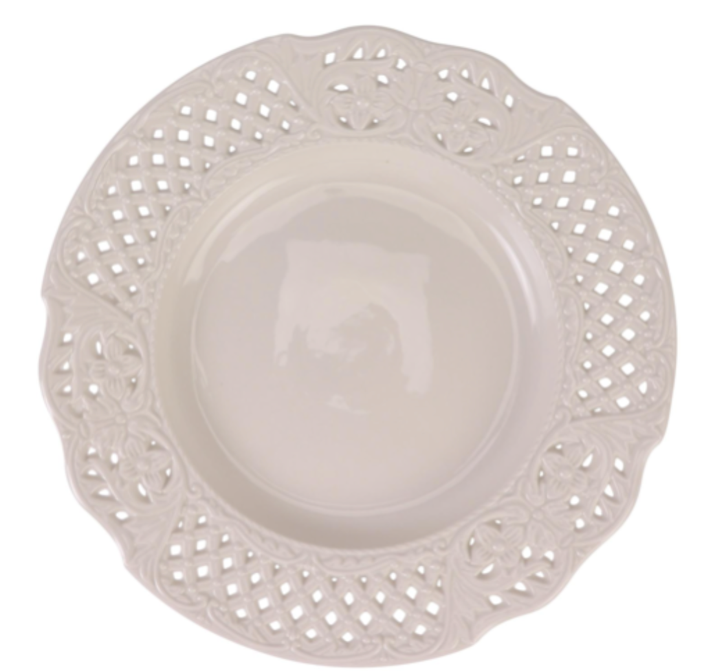 Ivory PIERCED RAISED DOT AND FLORAL DINNERWARE