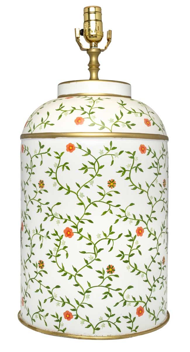 Green Leaf Trellis & Orange Blossom Tea Caddy Lamp