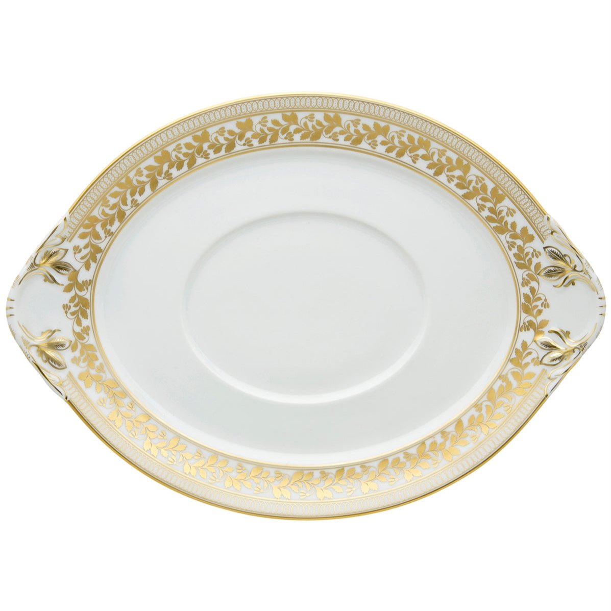 Anna Porcelain Tureen Plate with Gold Accents