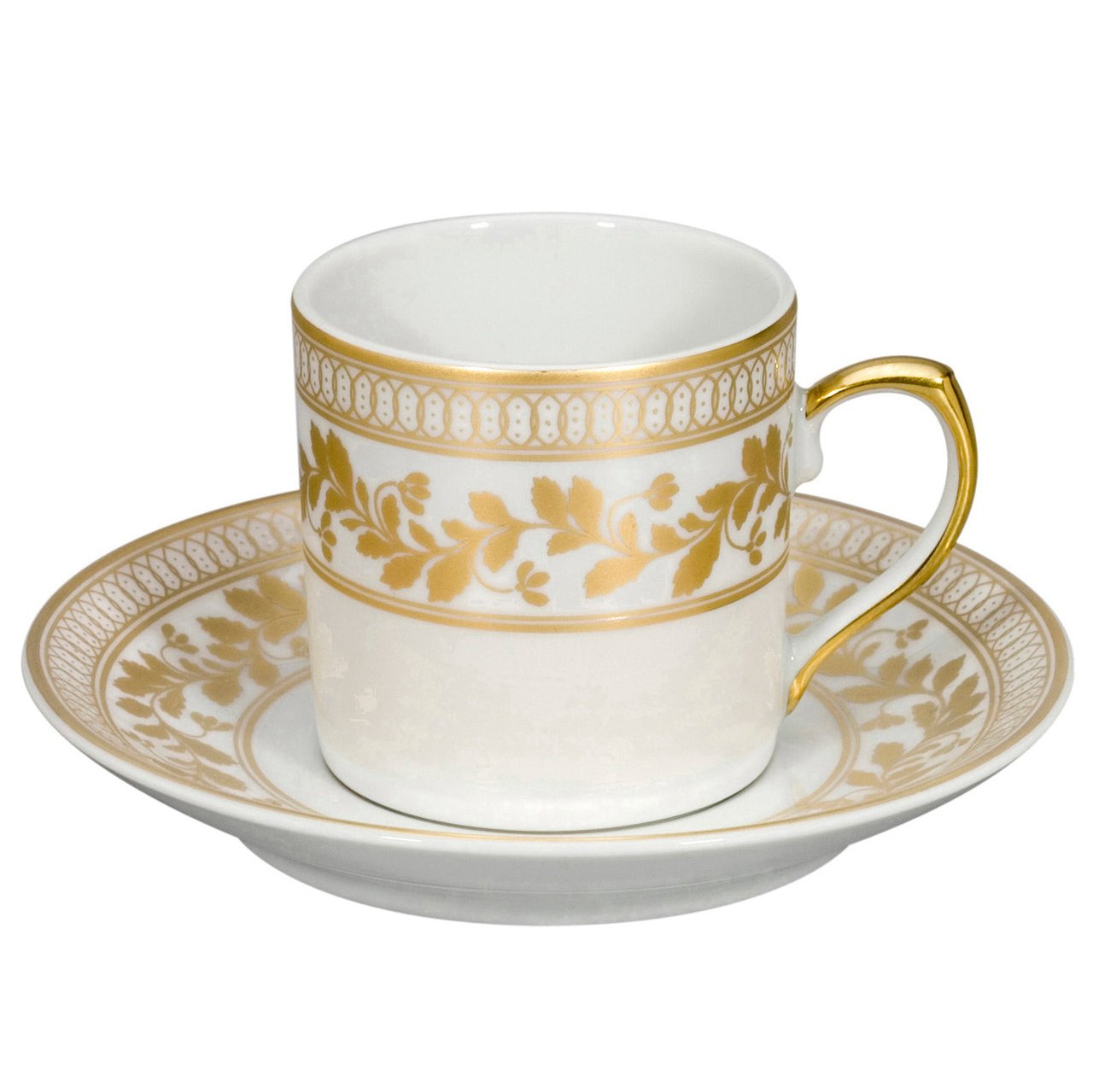 Anna Porcelain Coffee Cup & Saucer with Gold Accents