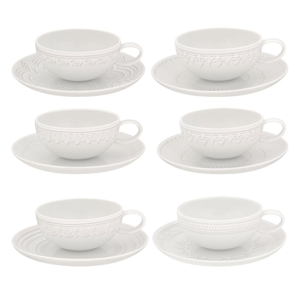 Vista Alegre Ornament Tea Cups & Saucers (Set of 6)