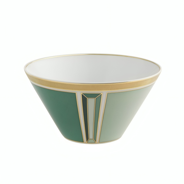 Emerald Porcelain Cereal Bowl in White and Dark Green