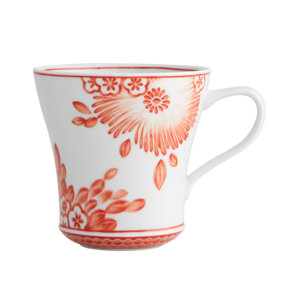 Coralina Porcelain Mug in White and Red (Set of 4)