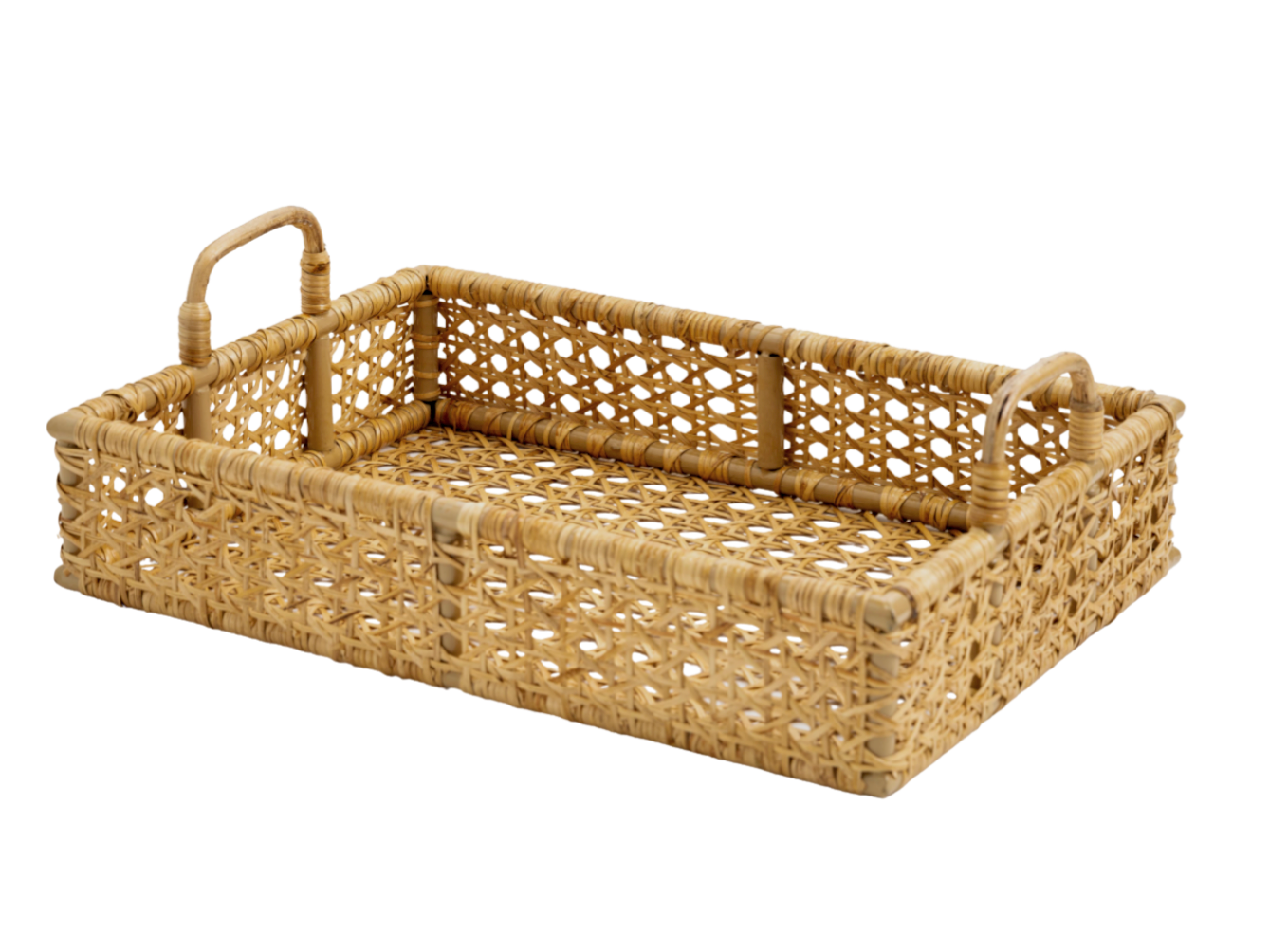 Rectangular Woven Cane Serving Tray