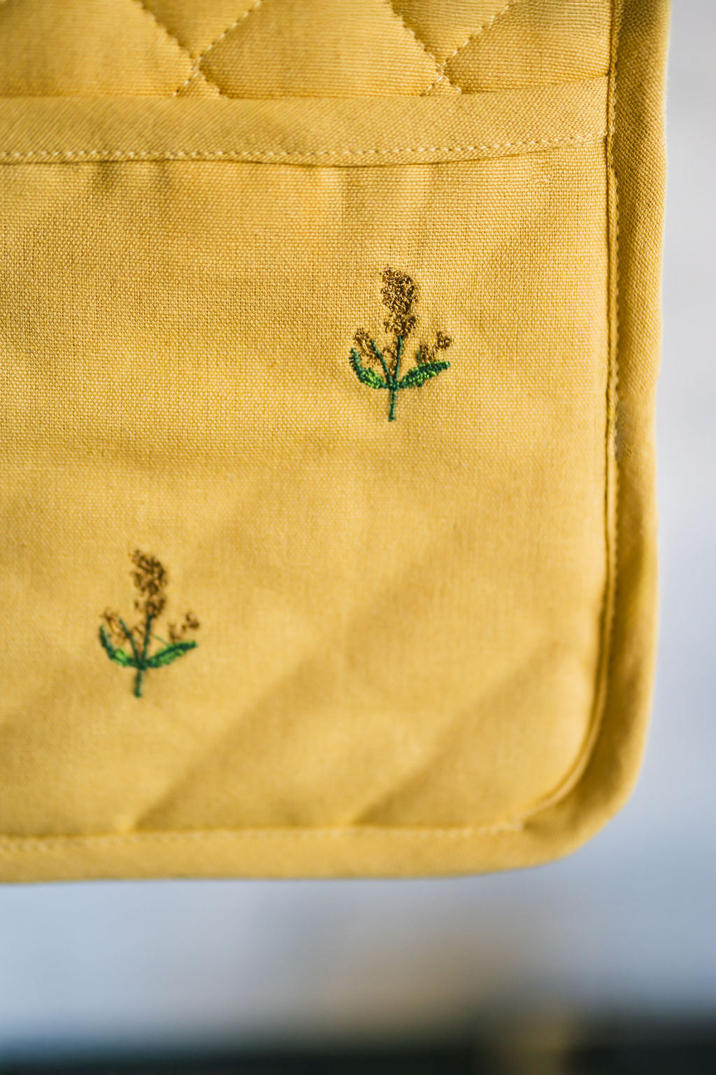 Yellow Embroidered Pot Holder