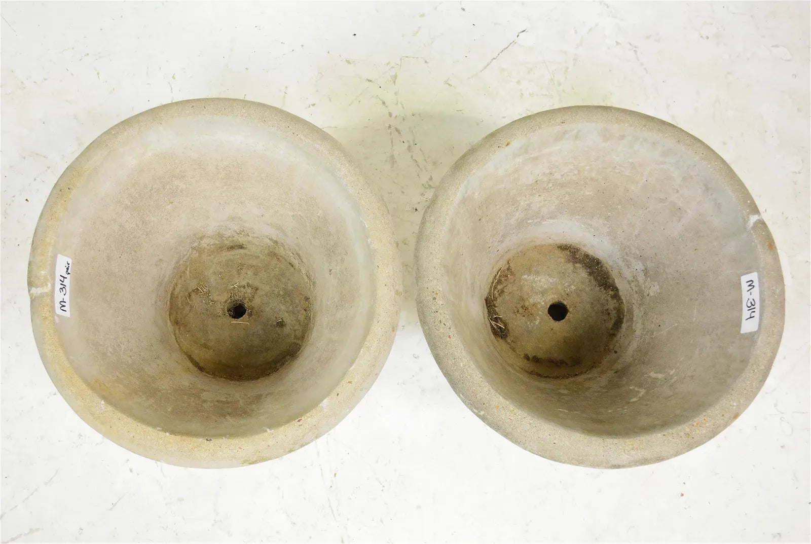 Pair of Cast Stone Round Planters