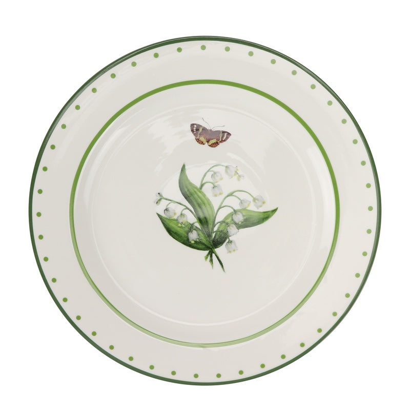 LILY OF THE VALLEY GREEN AND WHITE DINNER PLATE