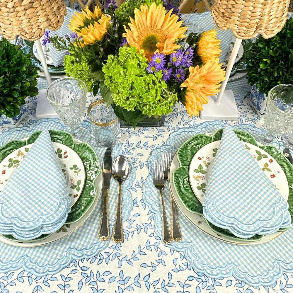 Flying Sheep Country Blue Leaves - Tablecloth