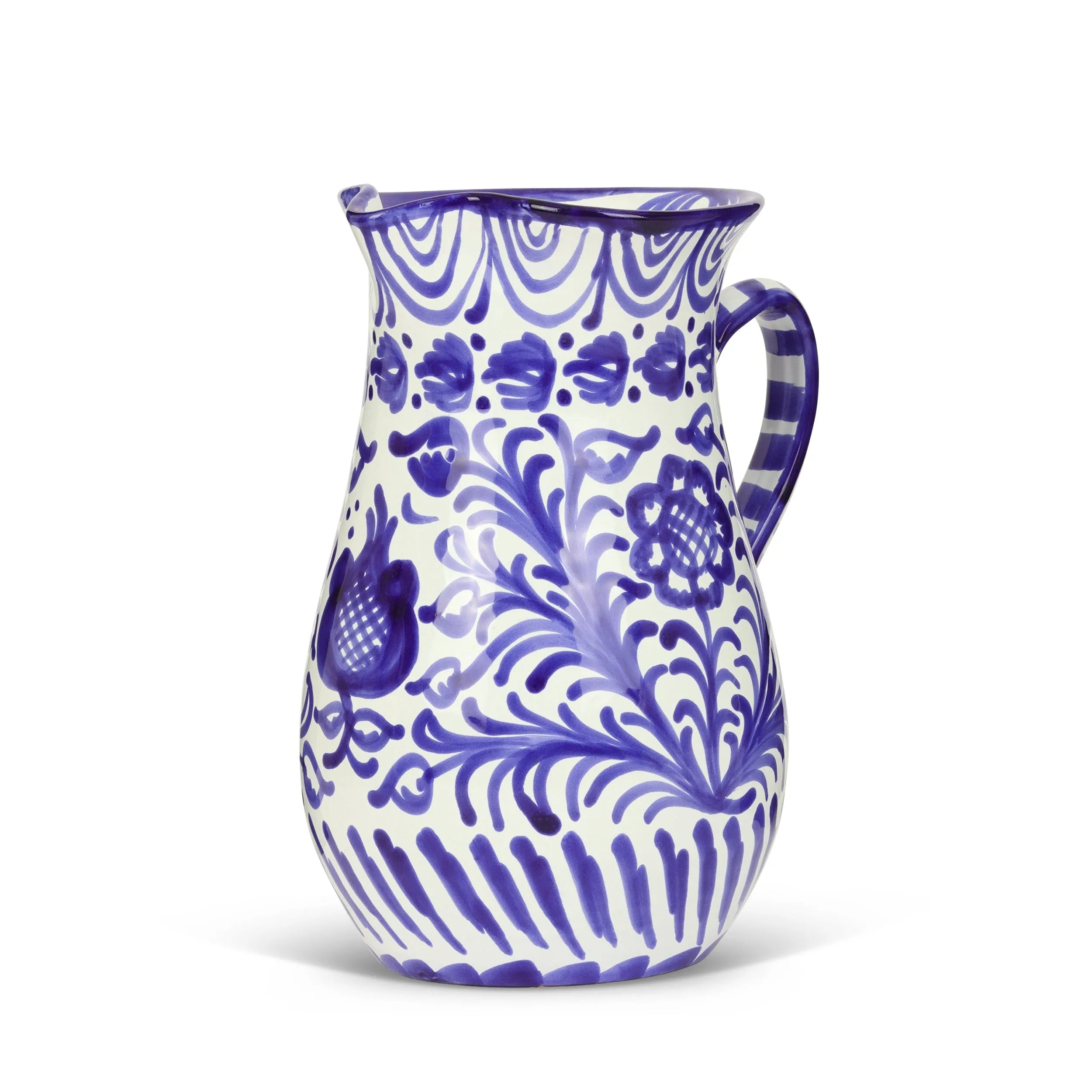 Medium pitcher with hand painted designs