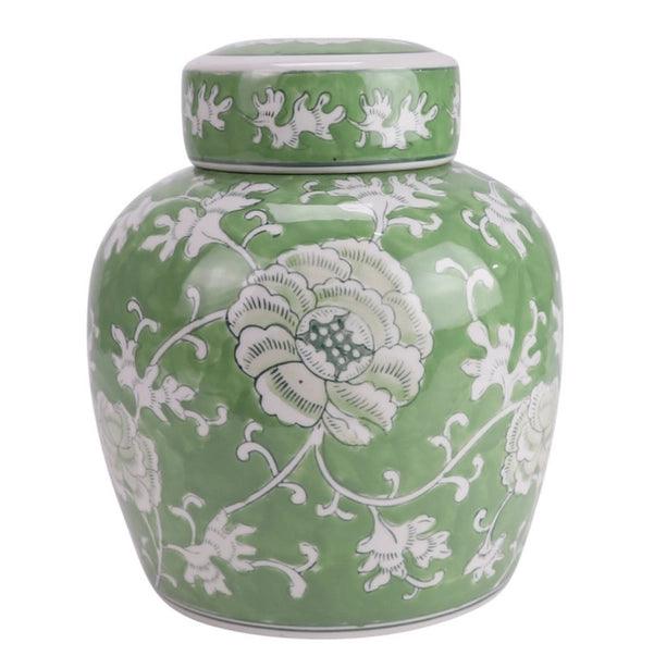 The Enchanted Home Stunning New Green Flat Top Floral Jar