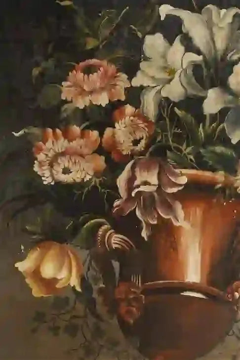 Pair of Dutch Style Flowers Still Life Paintings