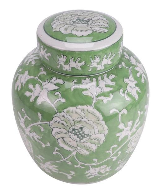 The Enchanted Home Stunning New Green Flat Top Floral Jar