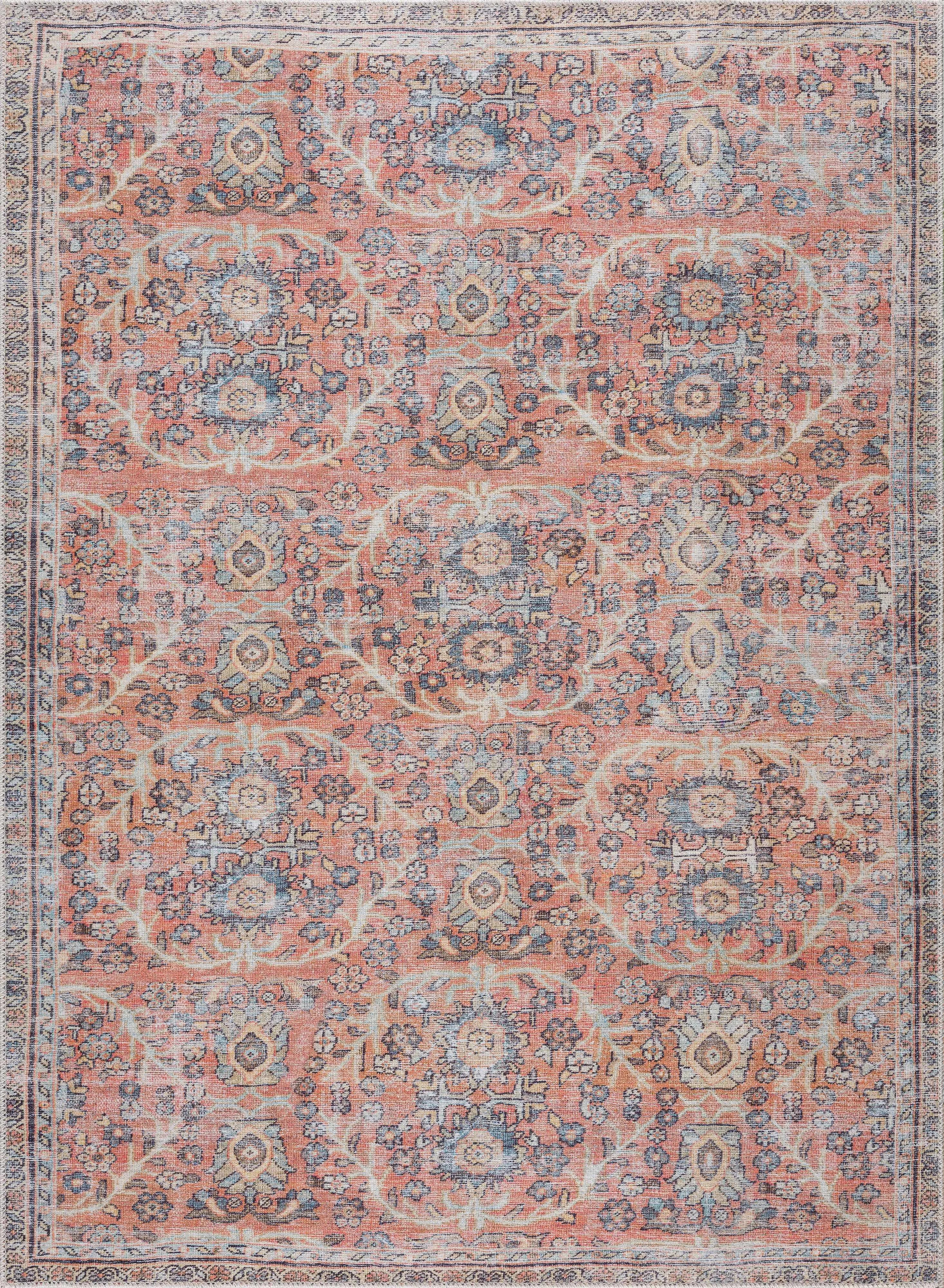 Peach & Blue Washable Area Rug - Clearance