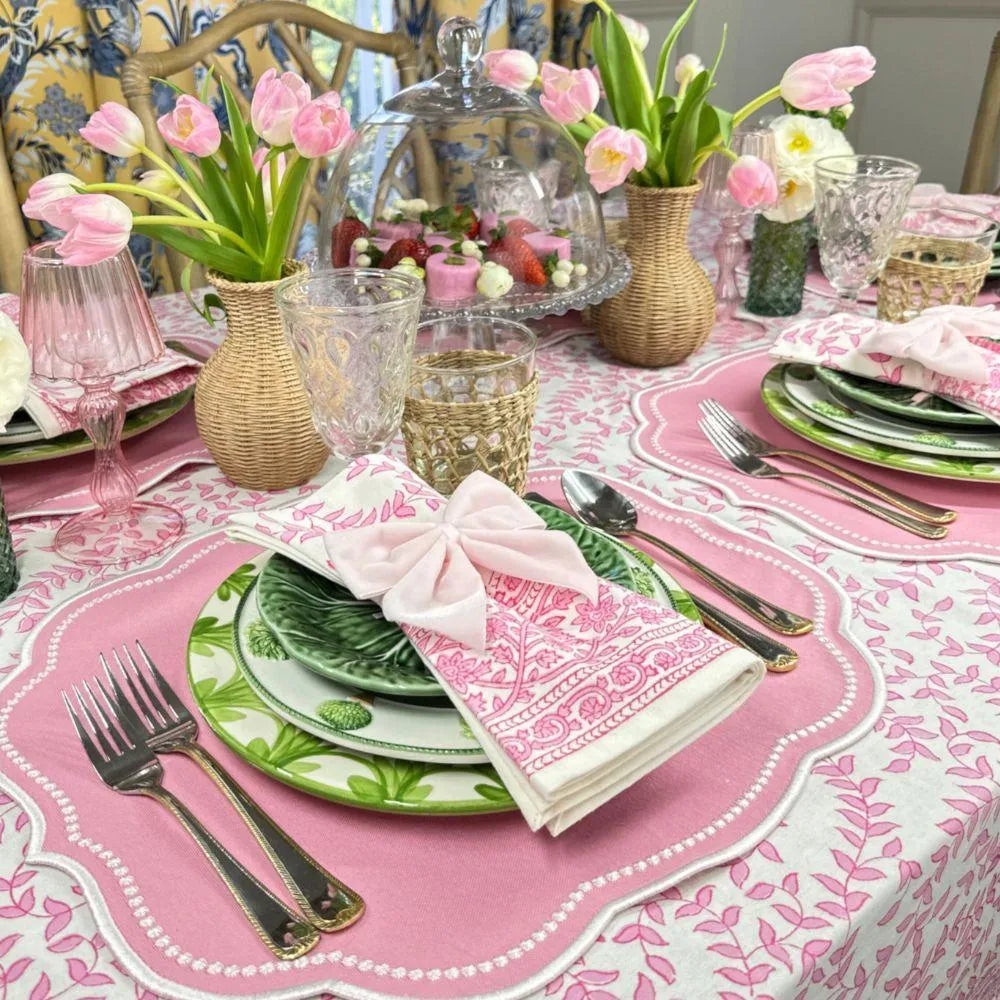 Flying Sheep Country Pink Leaves - Tablecloth