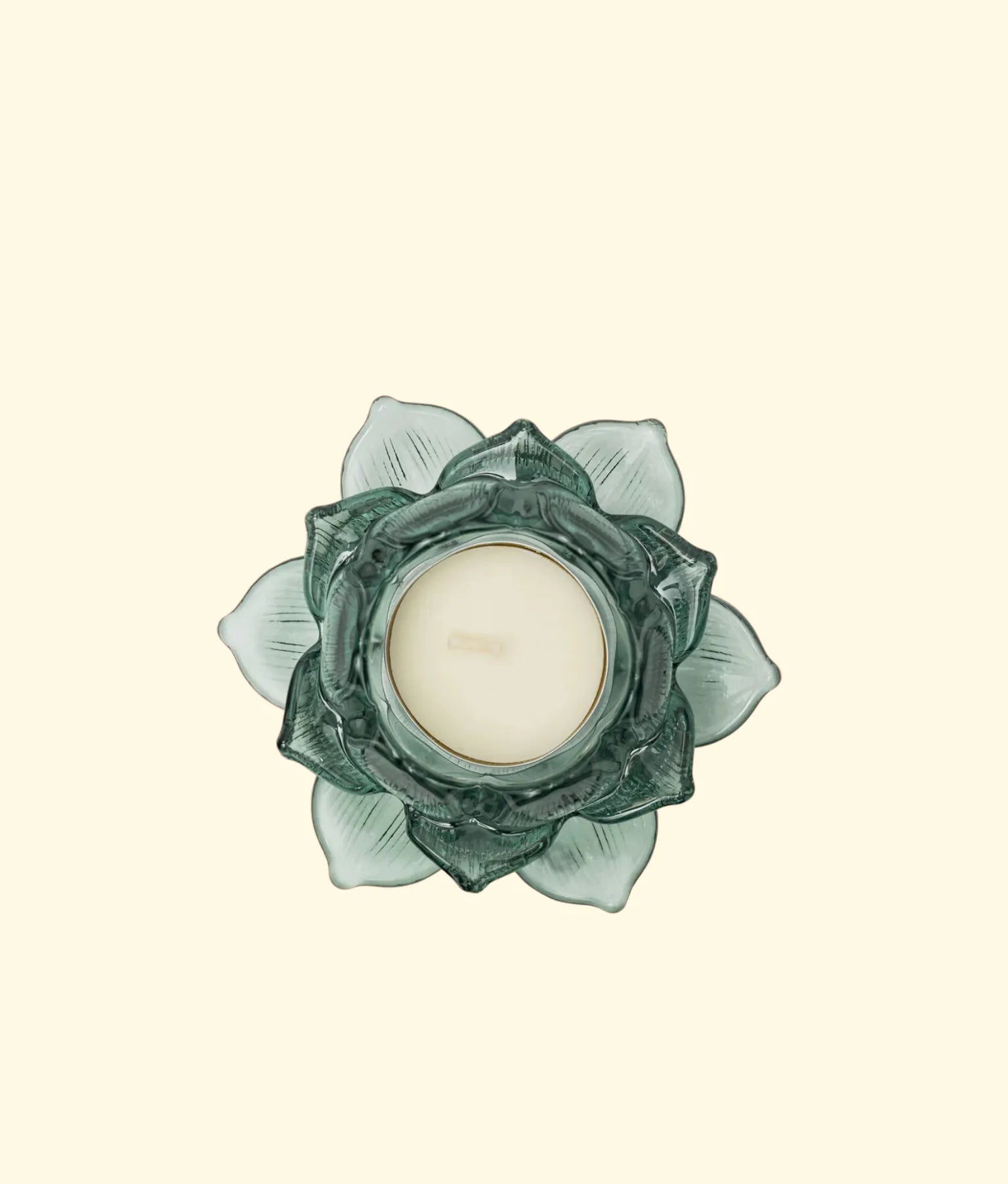 Floral Glass Candle Holder, Green