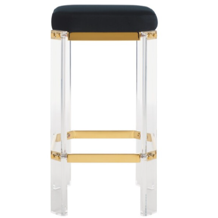 Safavieh Cicely Acrylic Bar Stool with Brass Metal Details