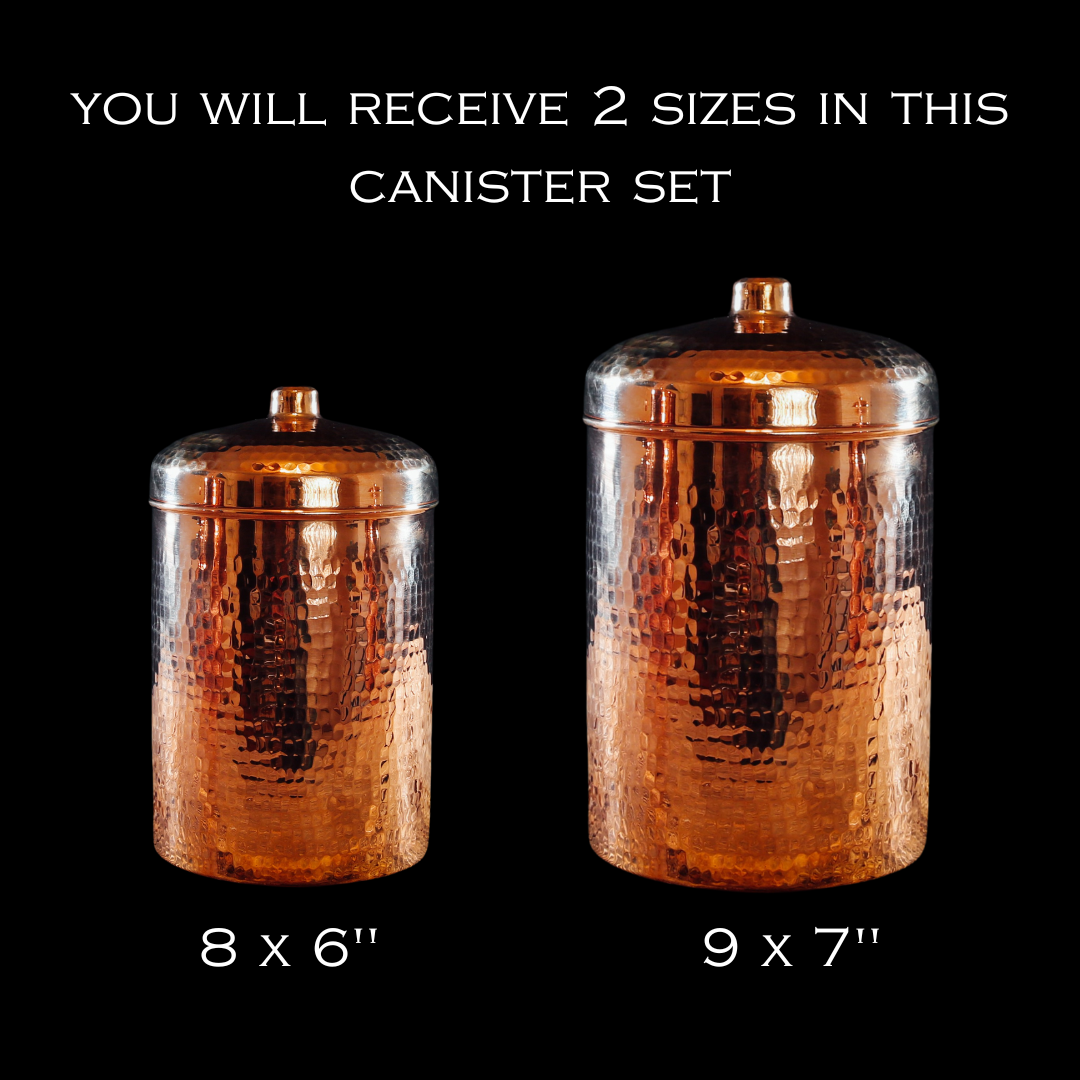 Copper Kitchen Canisters - Large Set, 2 Pieces