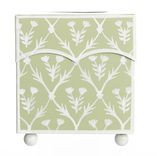 Pale Green & White Tulip Tissue Holder