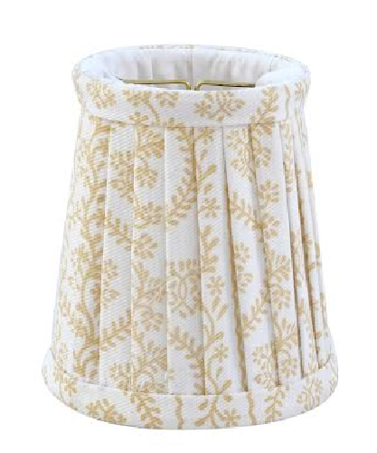 Tan & White Trellis Pleated Round Sconce Shade