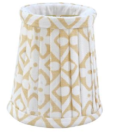 Tan & White Floral Round Pleated Sconce Shade