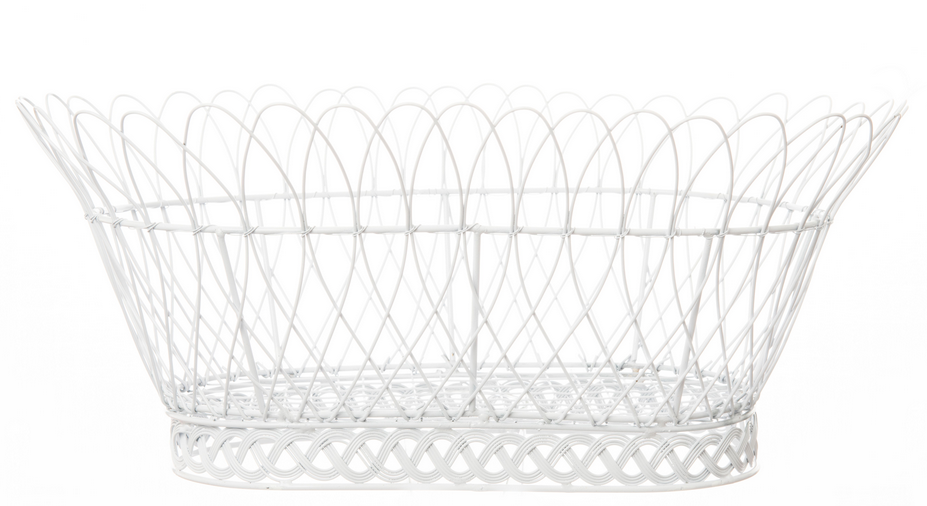 Oval White French Wired Basket