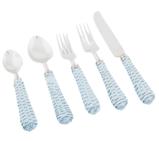 Softblue BASKETWEAVE FIVE PIECE FLATWARE SET