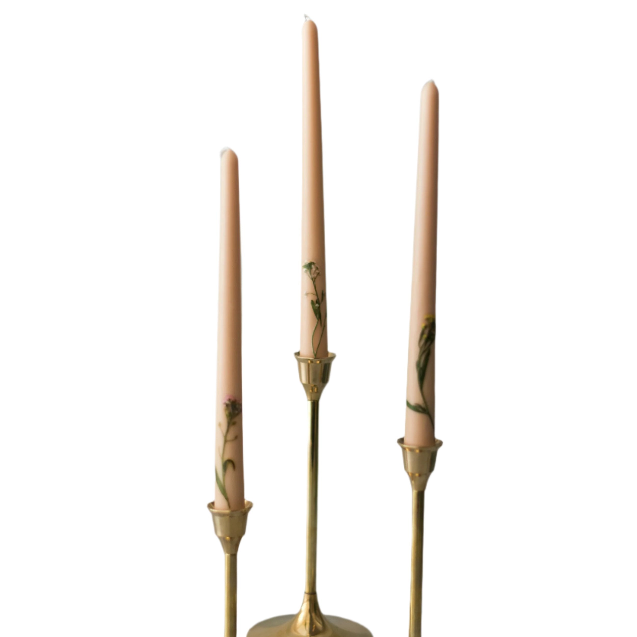 Floral Inlaid Tapered Candle (Set of 3)