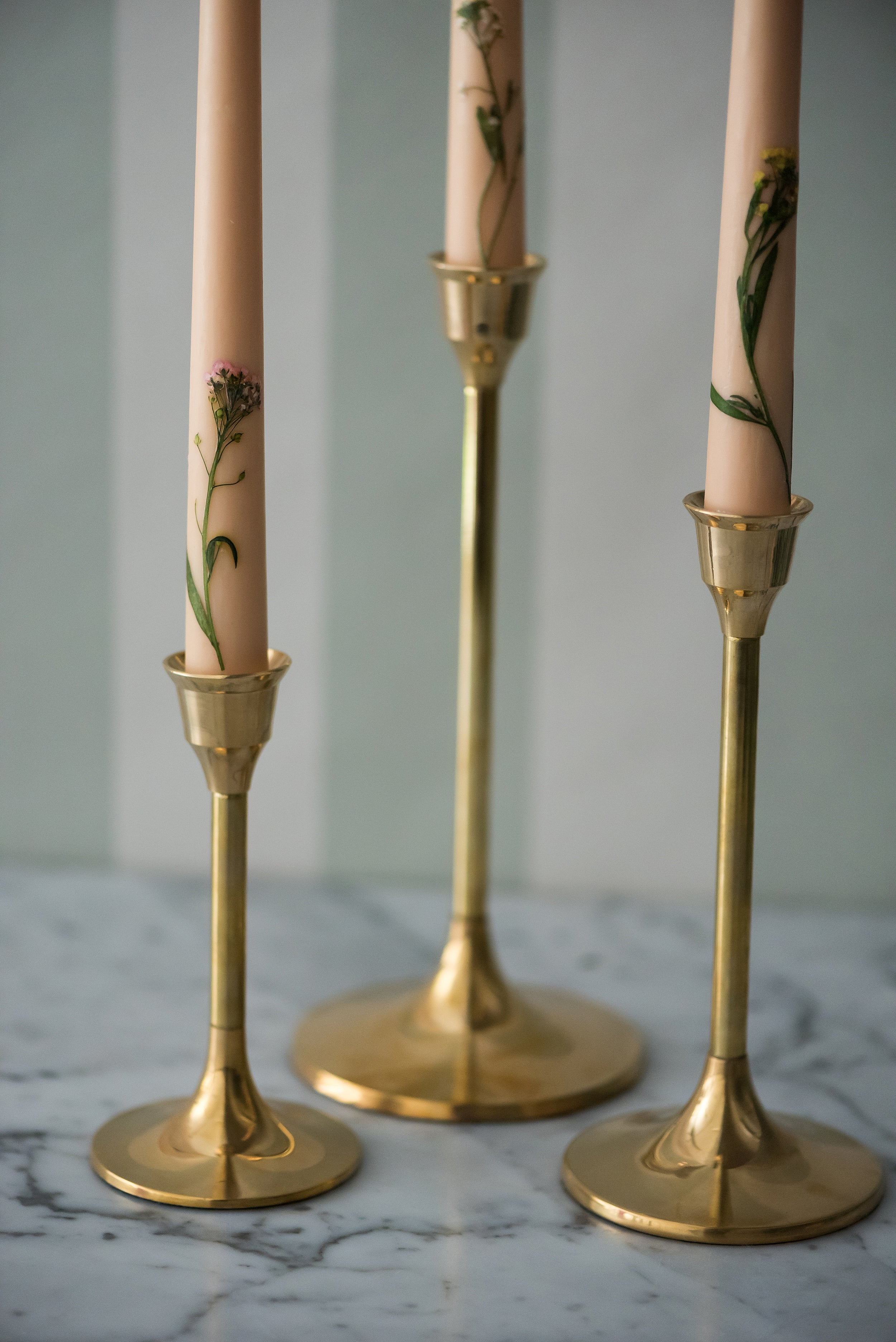 Floral Inlaid Tapered Candle (Set of 3)