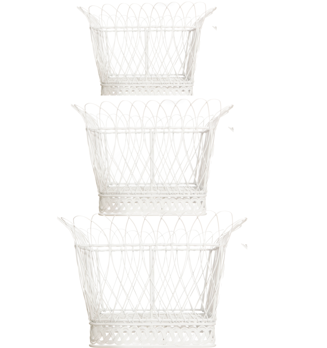 SQUARE WHITE FRENCH WIRE BASKET