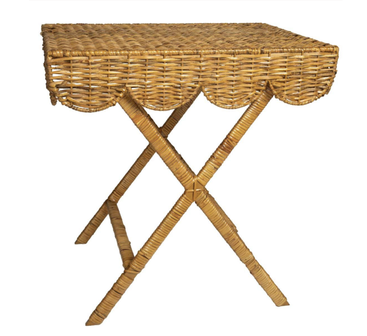 Wicker Tray Table with X-Legs