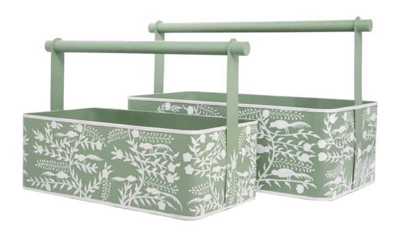 Soft Green Chinoiserie Garden Caddy