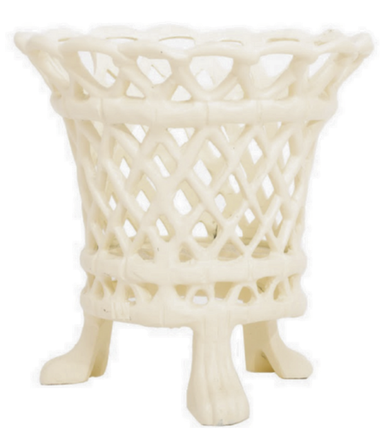 Ivory Lattice Footed Planter