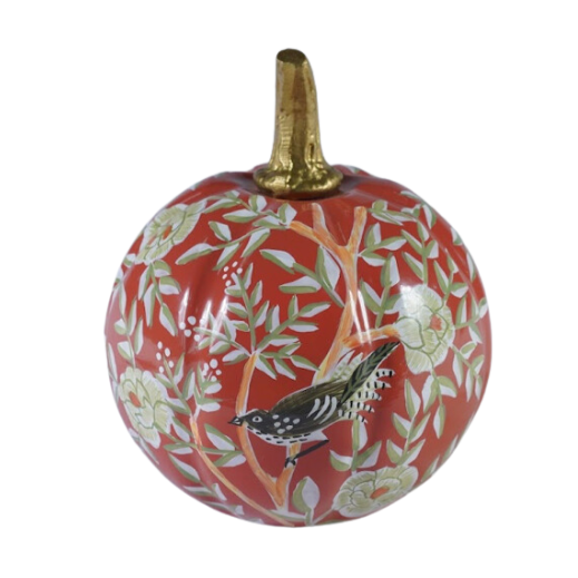 Chinoiserie Tole Pumpkin in Rusty Red