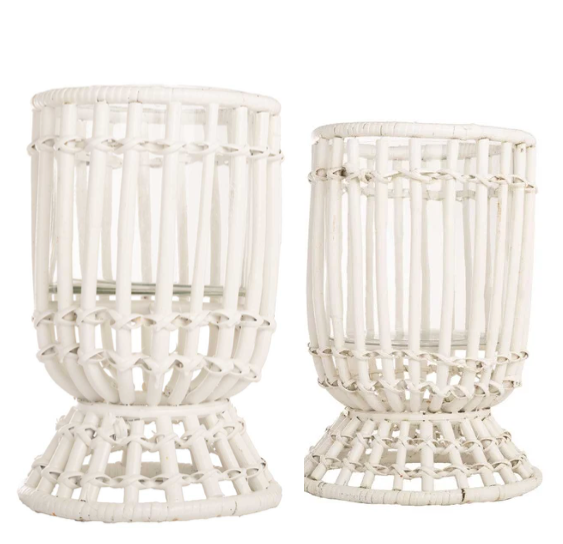 White Bamboo Wicker Hurricane