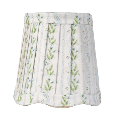 Scalloped Blue Trellis & Green Leaf Pleated Sconce Shade