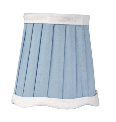 Soft Blue & White Trim Scalloped Sconce Shade