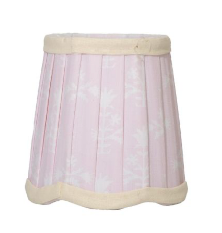 Pink & Ivory Trim Scalloped Sconce Shade