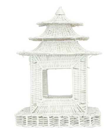 White Scalloped Wicker Pagoda