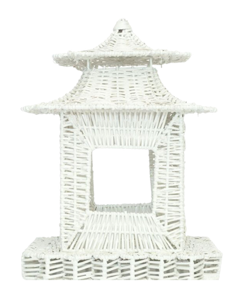 White Scalloped Wicker Pagoda