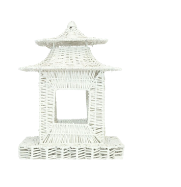 White Scalloped Wicker Pagoda