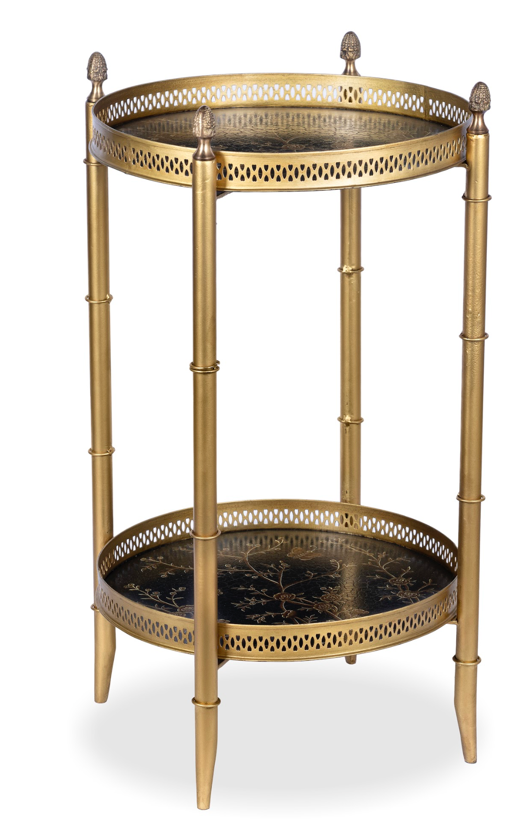 Black & Gold Round Two Tier Shelf Table