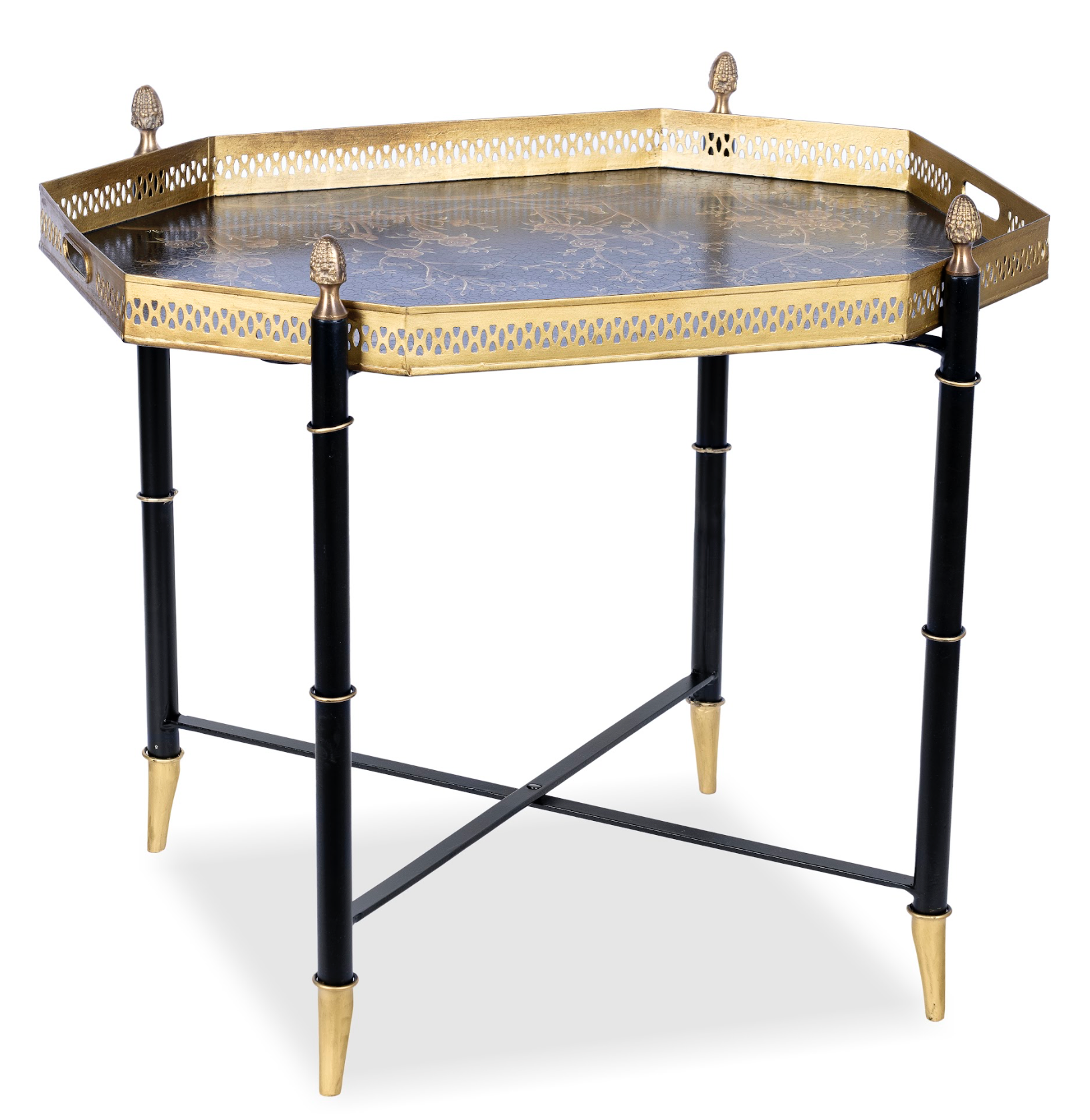 BLACK OCTAGON TRAY WITH Black TABLE