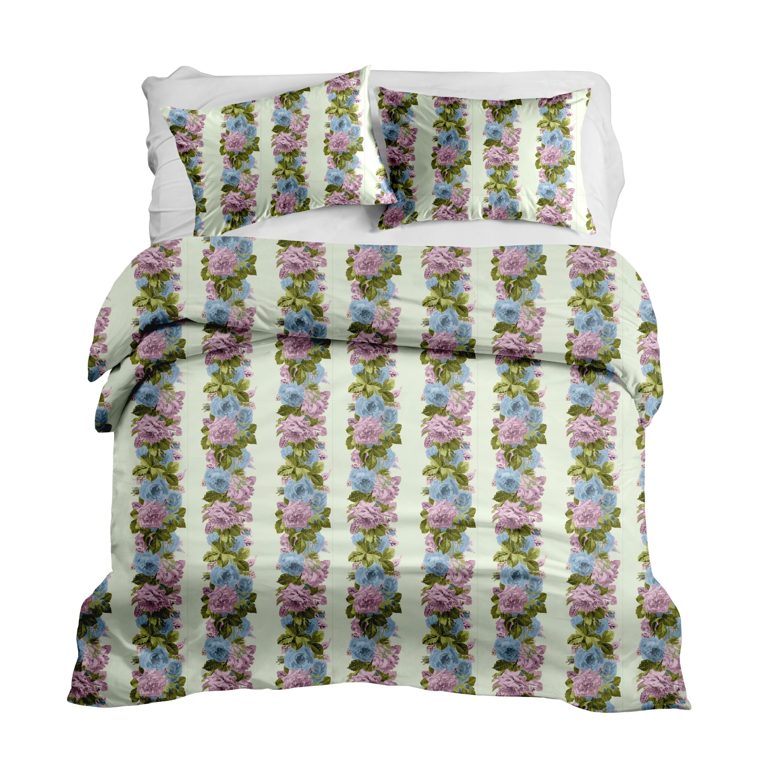 Eliza Jane in Orchid on Celadon Duvet Cover