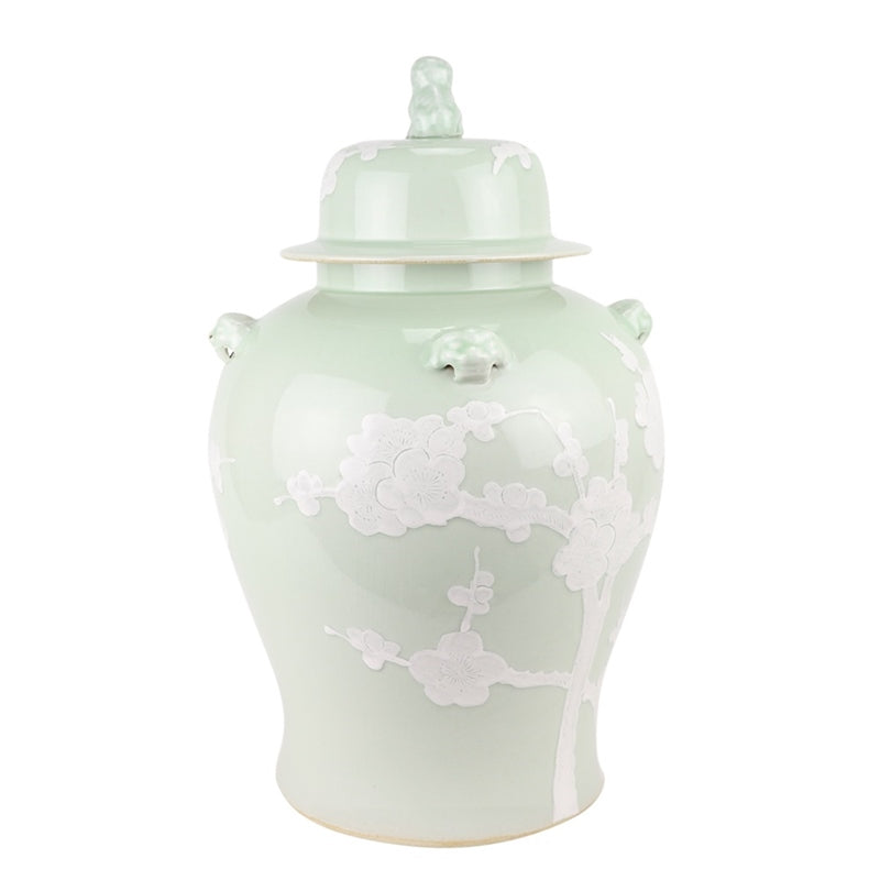 PASTEL PALE GREEN CHERRY BLOSSOM JAR