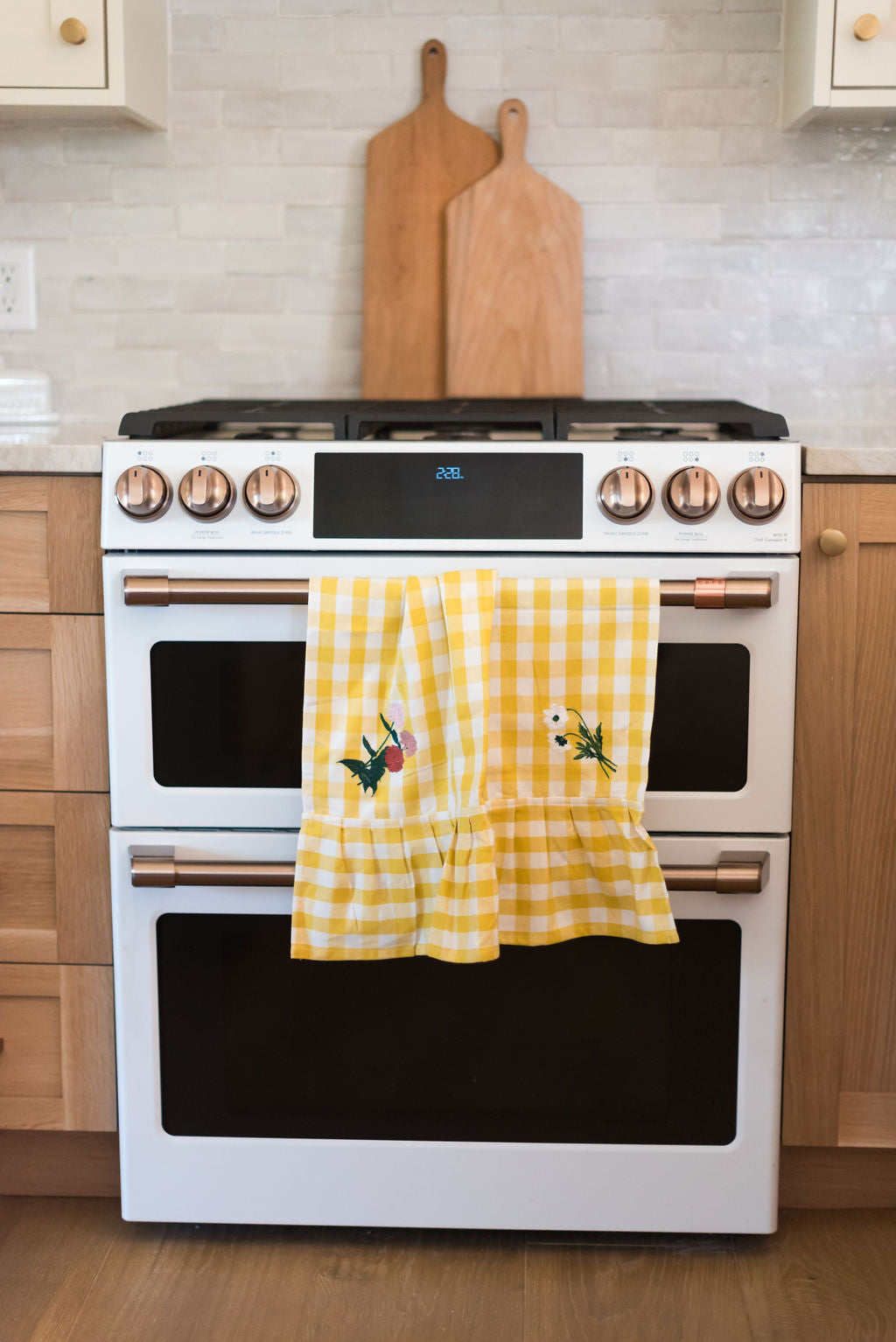 Yellow Gingham Ruffled Dish Towel