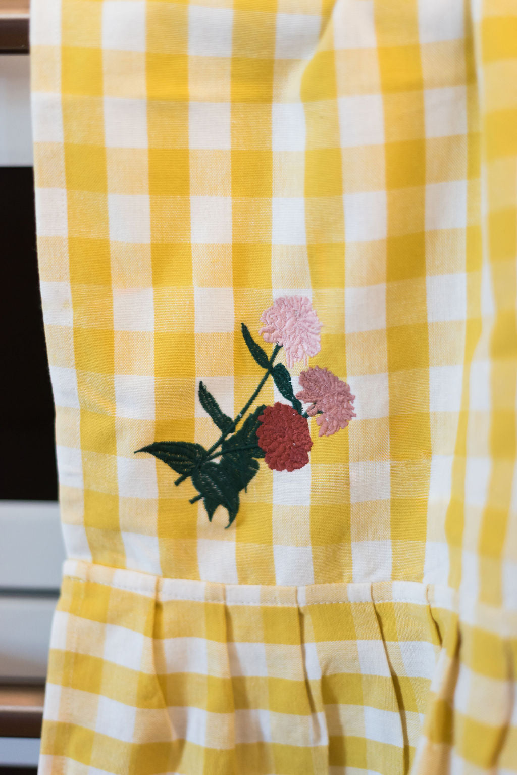 Yellow Gingham Ruffled Dish Towel