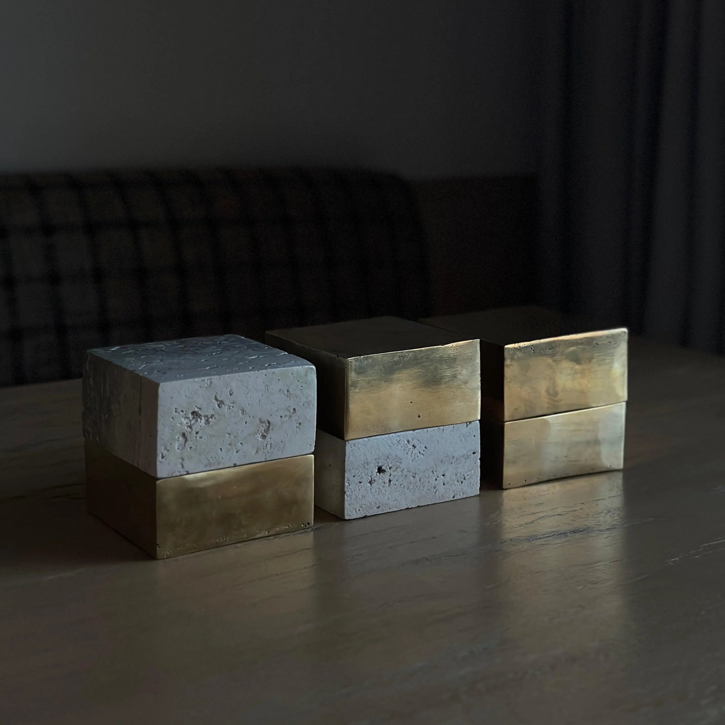 Anastasio Home 50/50 Box, Travertine over Brass